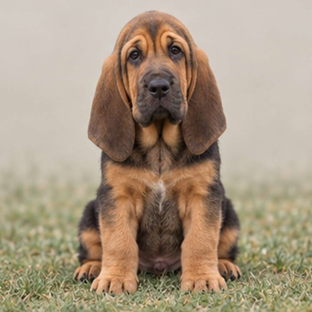 Large brown dog with droopy ears and loose skin, resting pose
