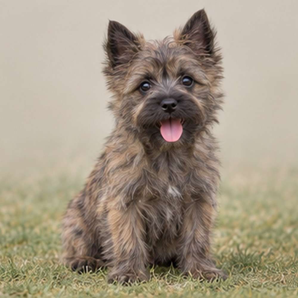 Small, shaggy dog with a wiry coat and alert expression