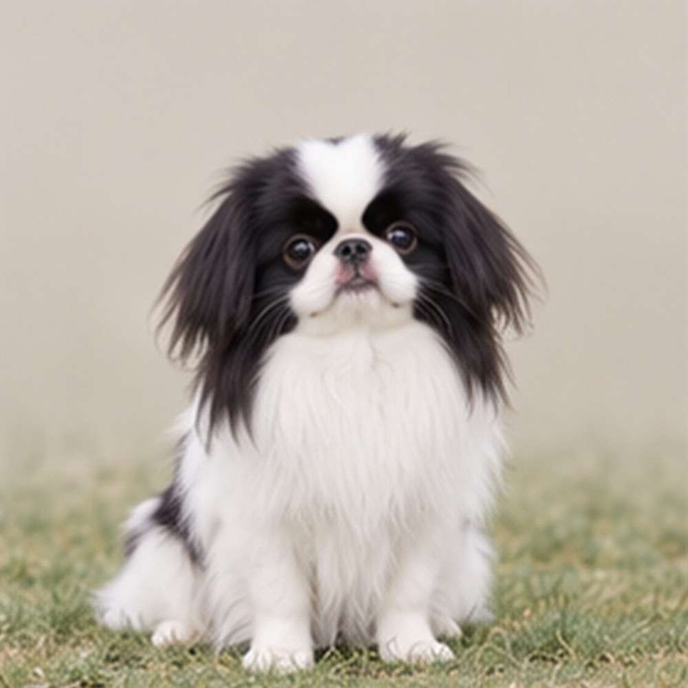 Small, elegant dog with long, flowing coat, standing gracefully alert