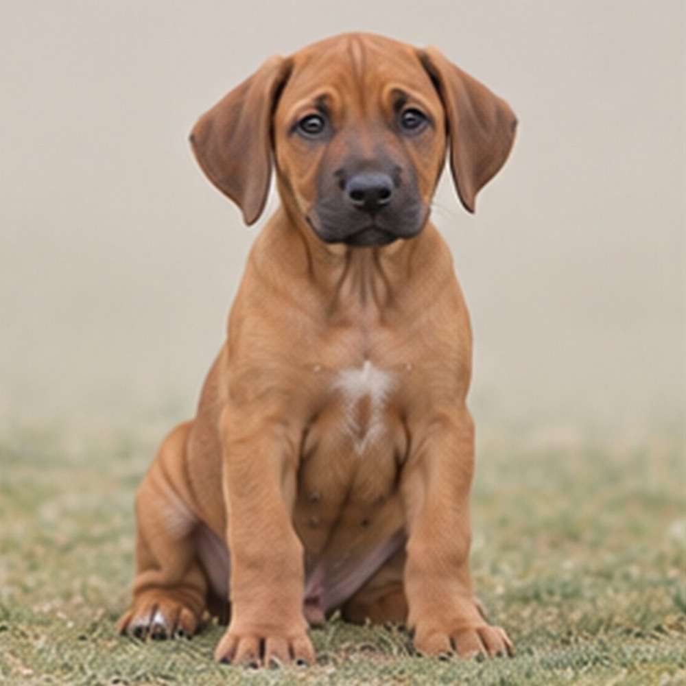 Golden-red coat with a distinctive ridge along the back, standing proudly